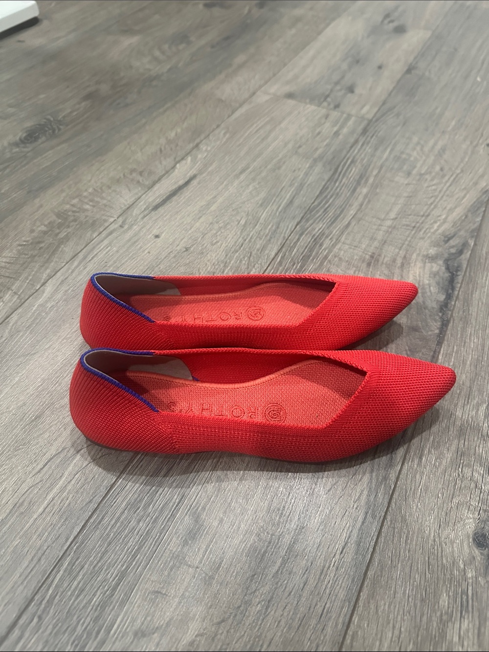 Rothy's Pointed Red Knit Flats The Point Sz 6